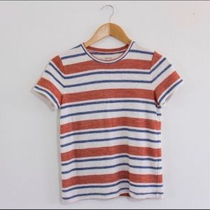 Madewell xxs orange, blue, and white striped tee